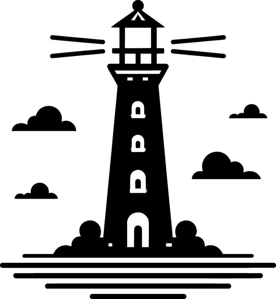 phare silhouette logo vecteur
