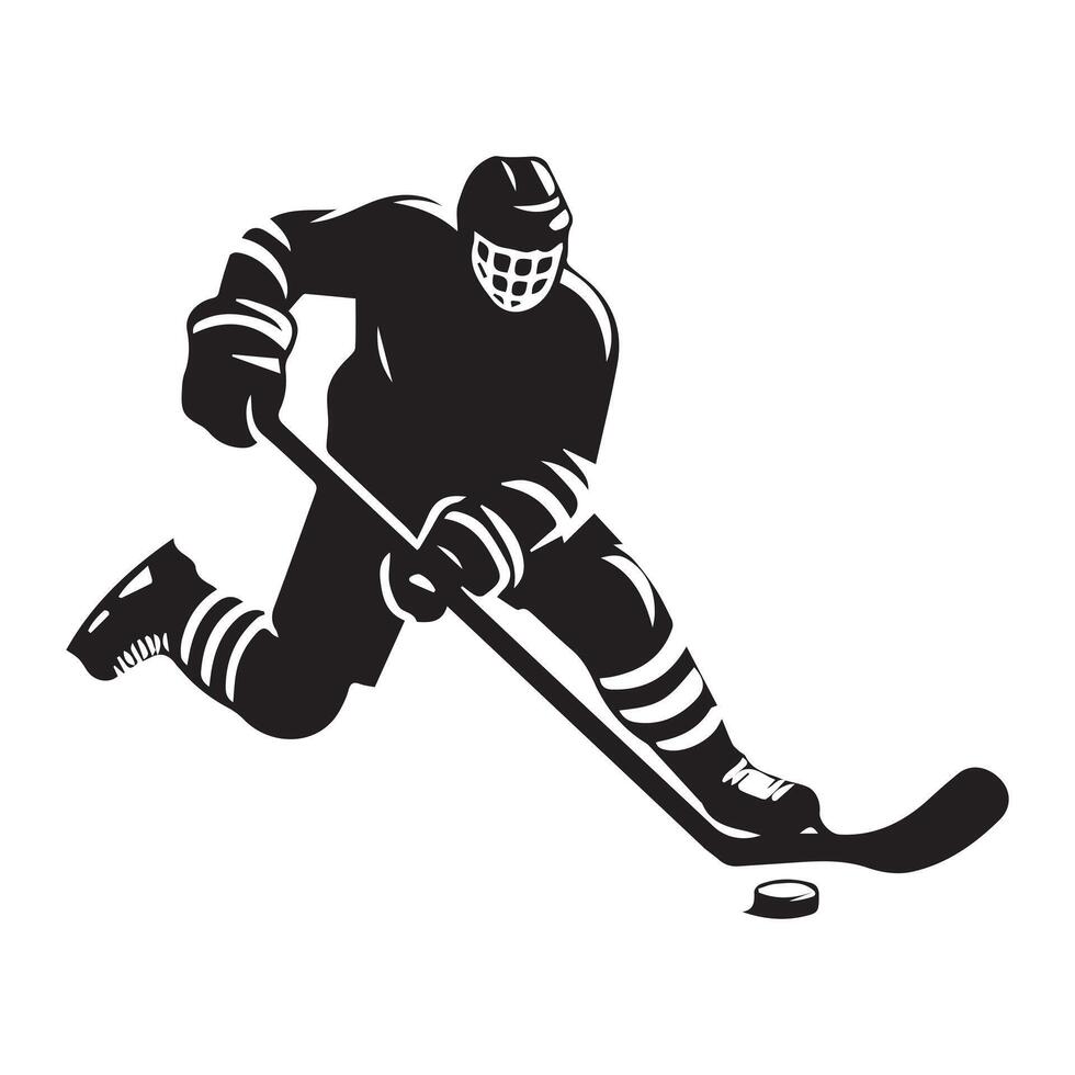 le hockey silhouette noir plat illustration. vecteur