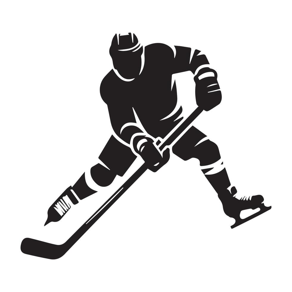 le hockey silhouette noir plat illustration. vecteur