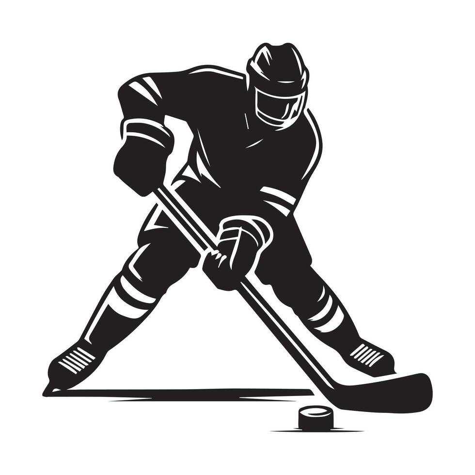 le hockey silhouette noir plat illustration. vecteur