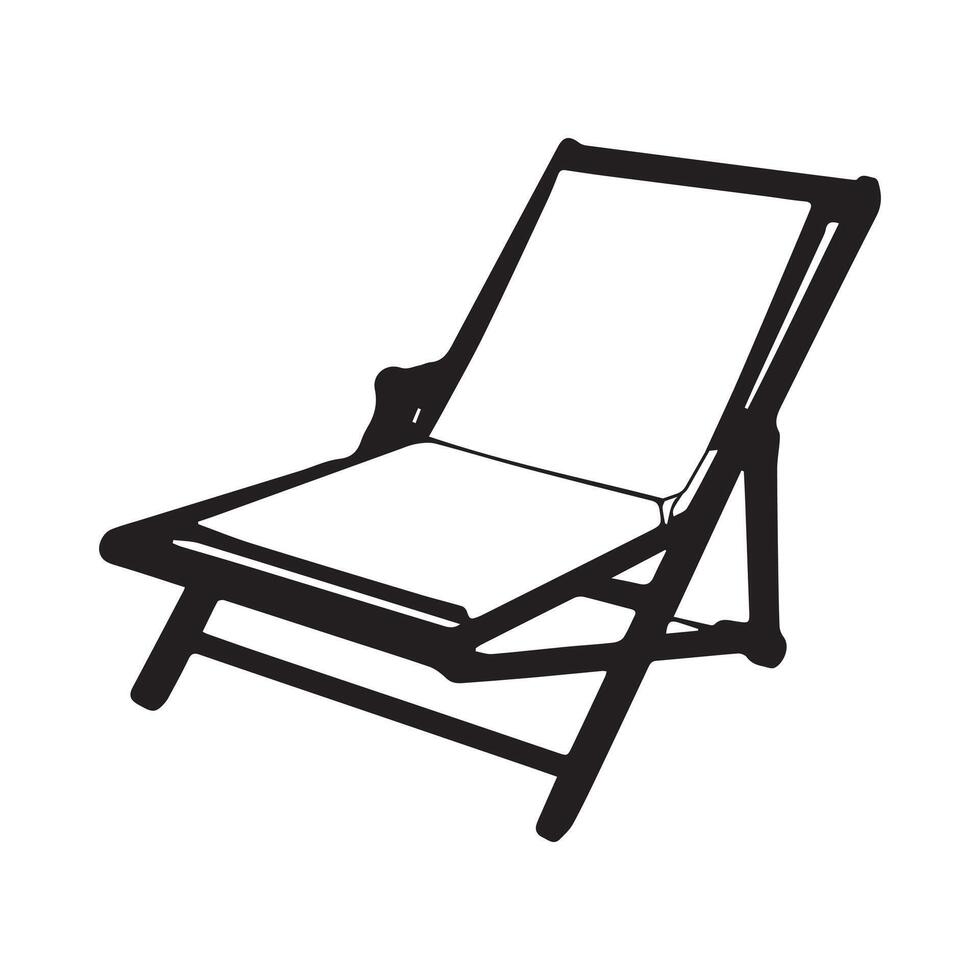 plage chaise silhouette plat illustration. vecteur