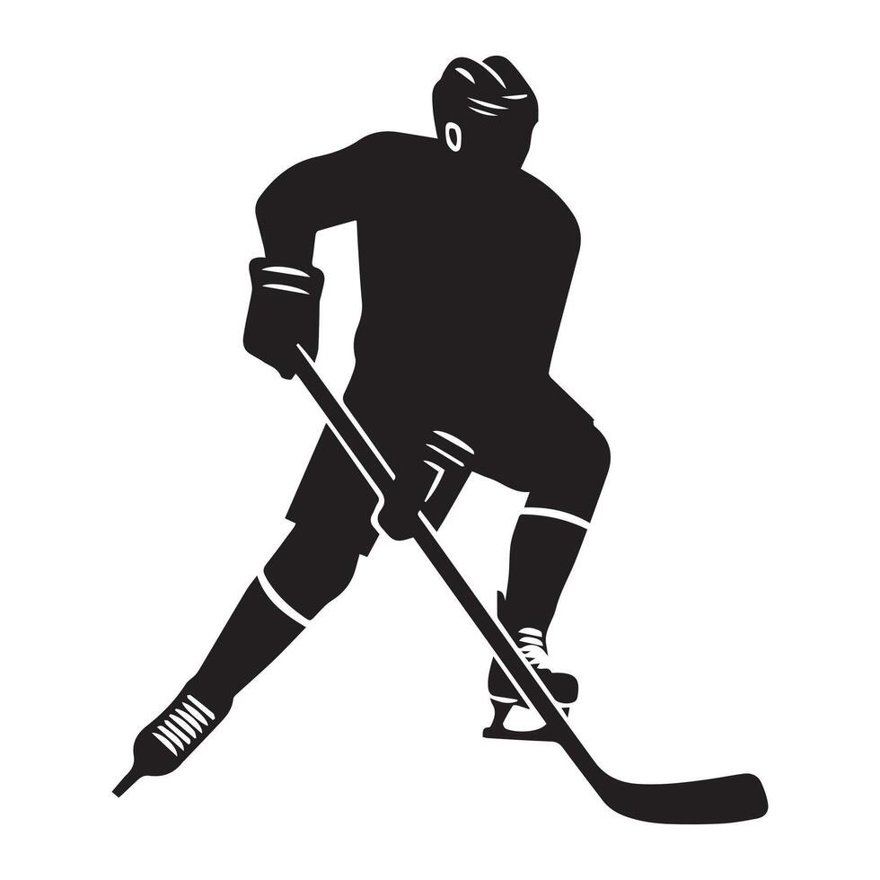 le hockey silhouette noir plat illustration. vecteur