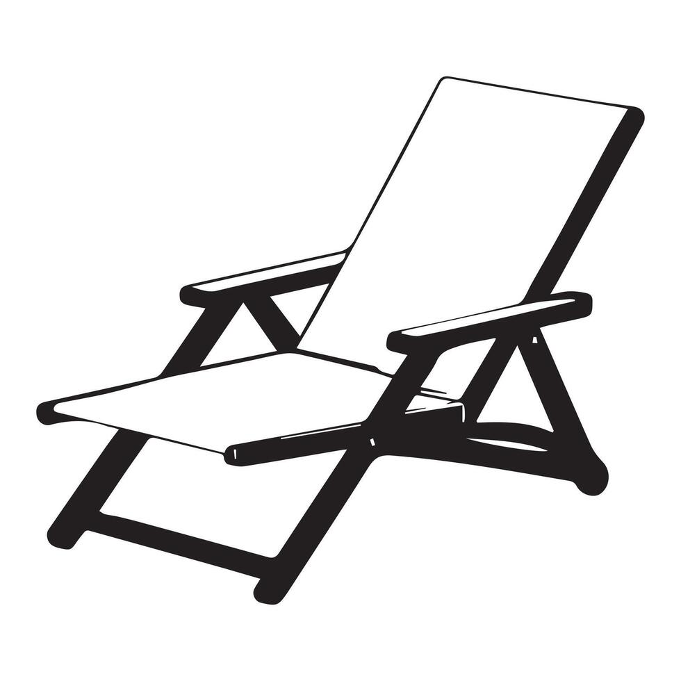 plage chaise silhouette plat illustration. vecteur