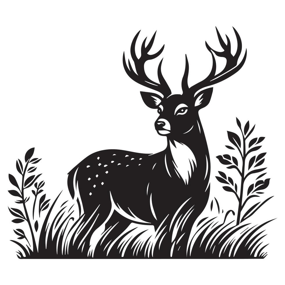 illustration plate de silhouette de cerf vecteur