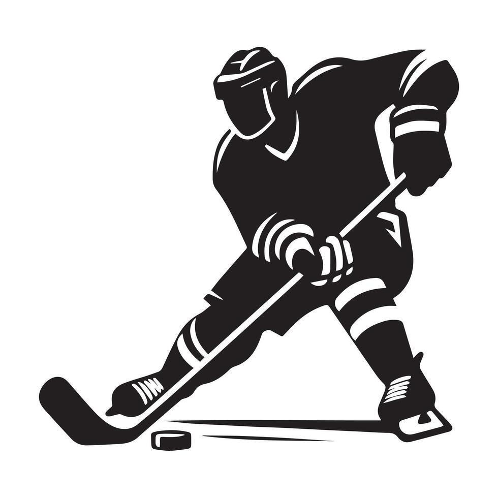 le hockey silhouette noir plat illustration. vecteur