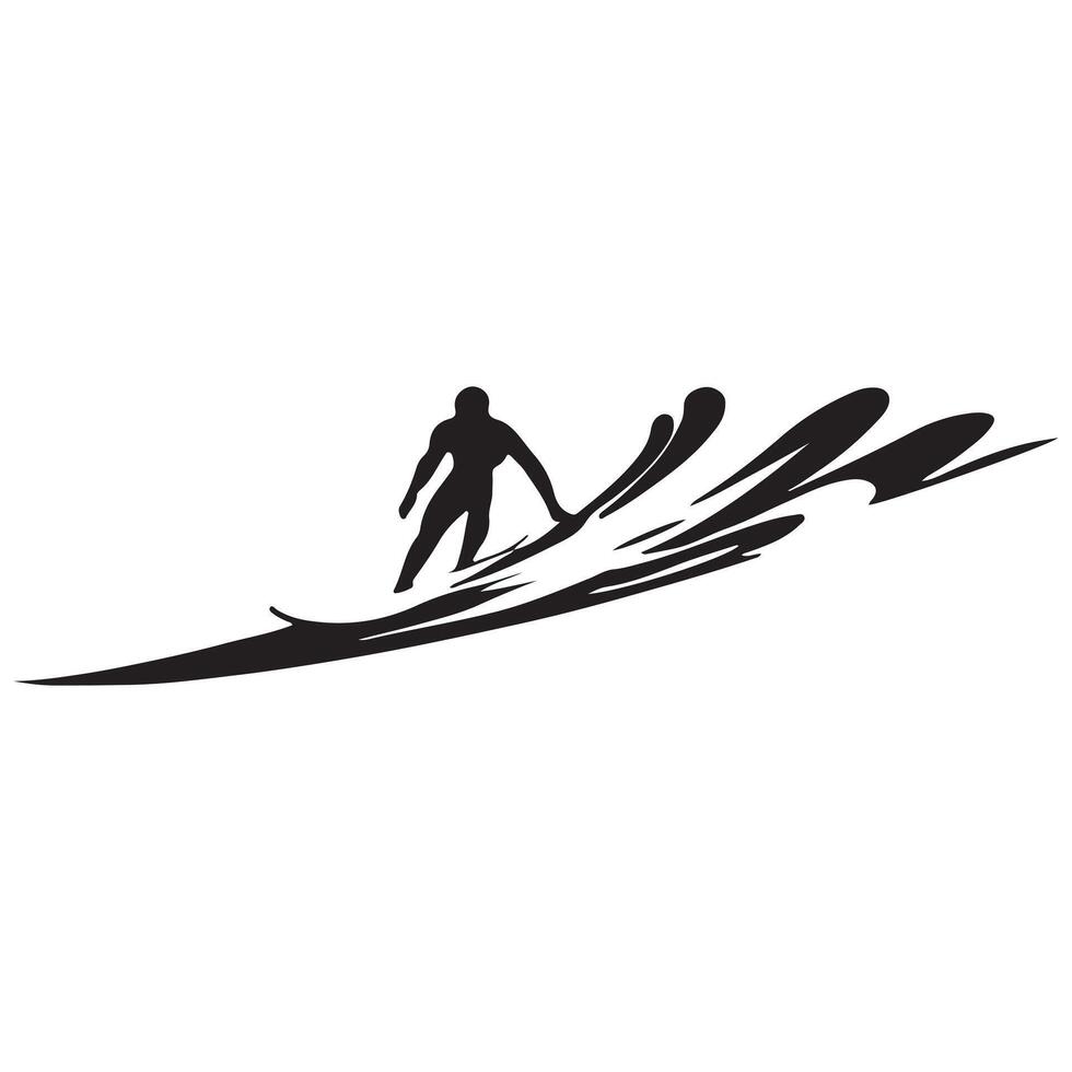 surfant silhouette plat illustration. vecteur