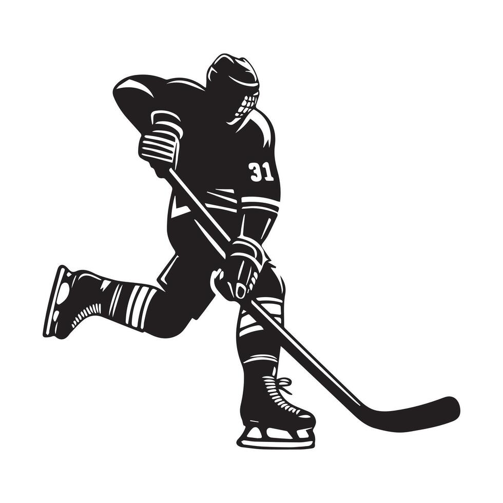 le hockey silhouette noir plat illustration. vecteur