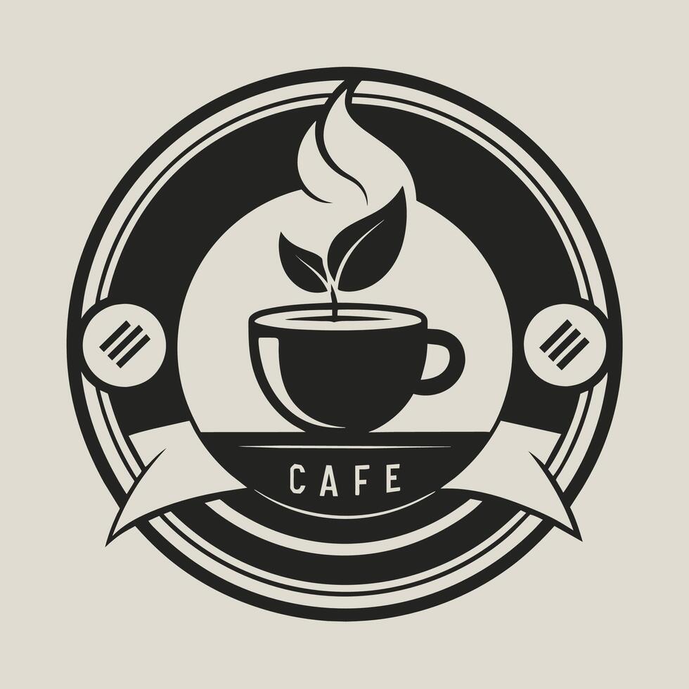 une tasse de café suivant à une cuillère et plusieurs cuillères sur une tableau, expérience avec monochrome et bichromie palettes pour une minimaliste café logo conception vecteur