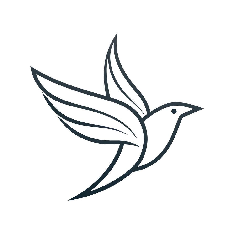 une minimaliste illustration de une oiseau avec ailes tendu en volant par le air, Facile ligne dessin de une oiseau dans vol, minimaliste logo vecteur