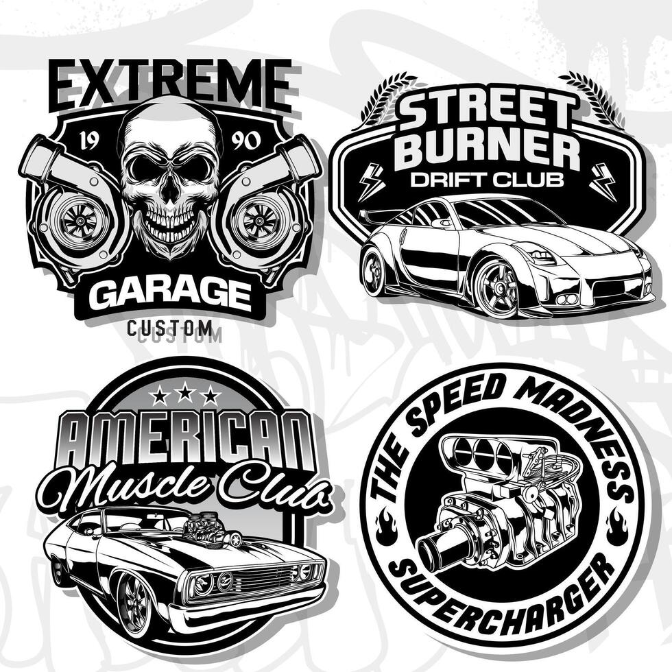 courses voiture badge illustrations. course logo badge vecteur