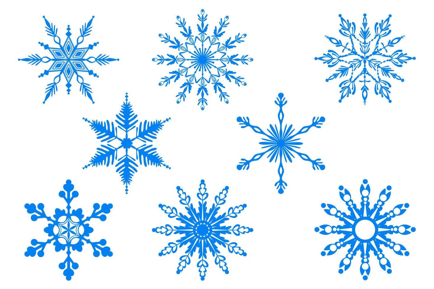jeu d'icônes de flocon de neige. isolé sur fond blanc. décor d'hiver. vecteur