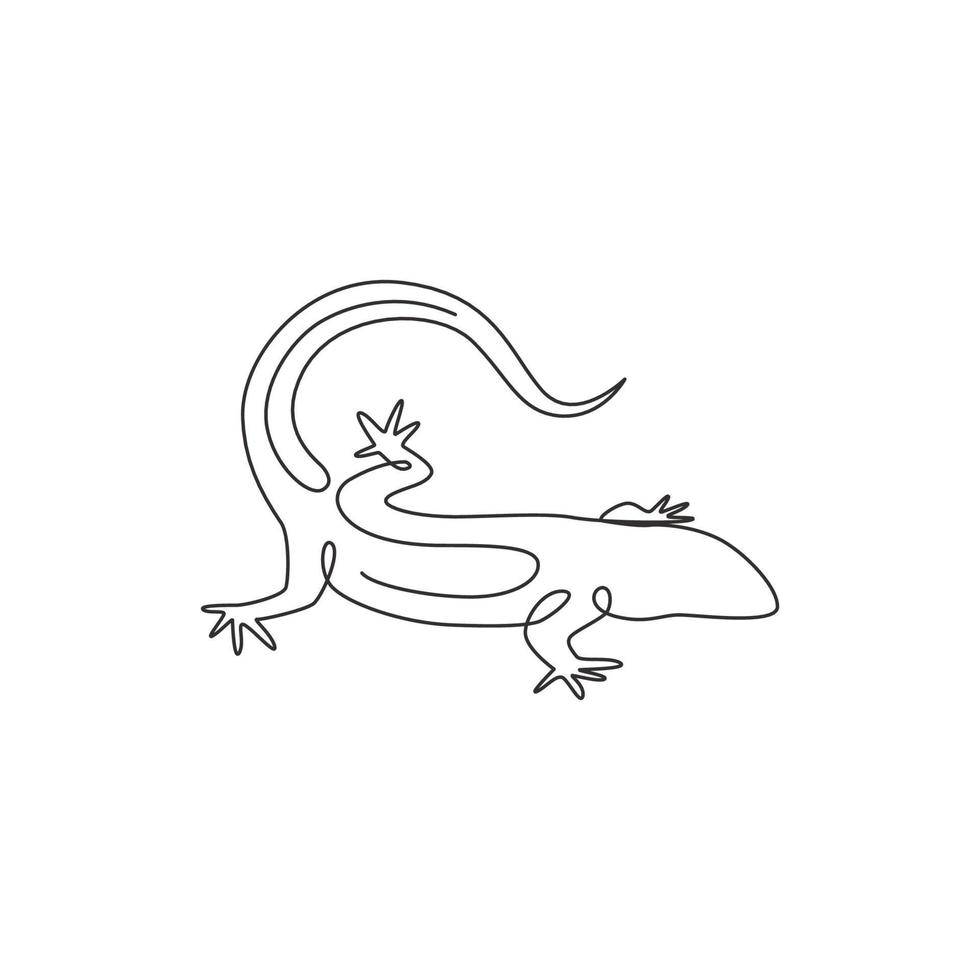 un dessin au trait continu de lézard exotique du désert pour l'identité du logo de l'entreprise. concept mignon de mascotte d'animal du désert pour l'organisation d'amoureux des animaux de compagnie de reptiles. illustration vectorielle à la mode pour le dessin d'une seule ligne vecteur