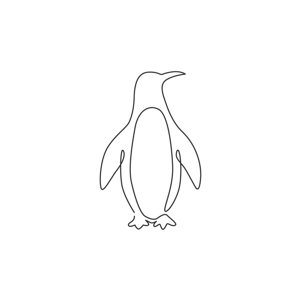 dessin au trait continu unique d'un adorable pingouin pour l'identité du logo de l'entreprise. concept de mascotte d'oiseau animal arctique pour produit stationnaire pour enfants. une ligne dessiner illustration vectorielle de conception graphique vecteur