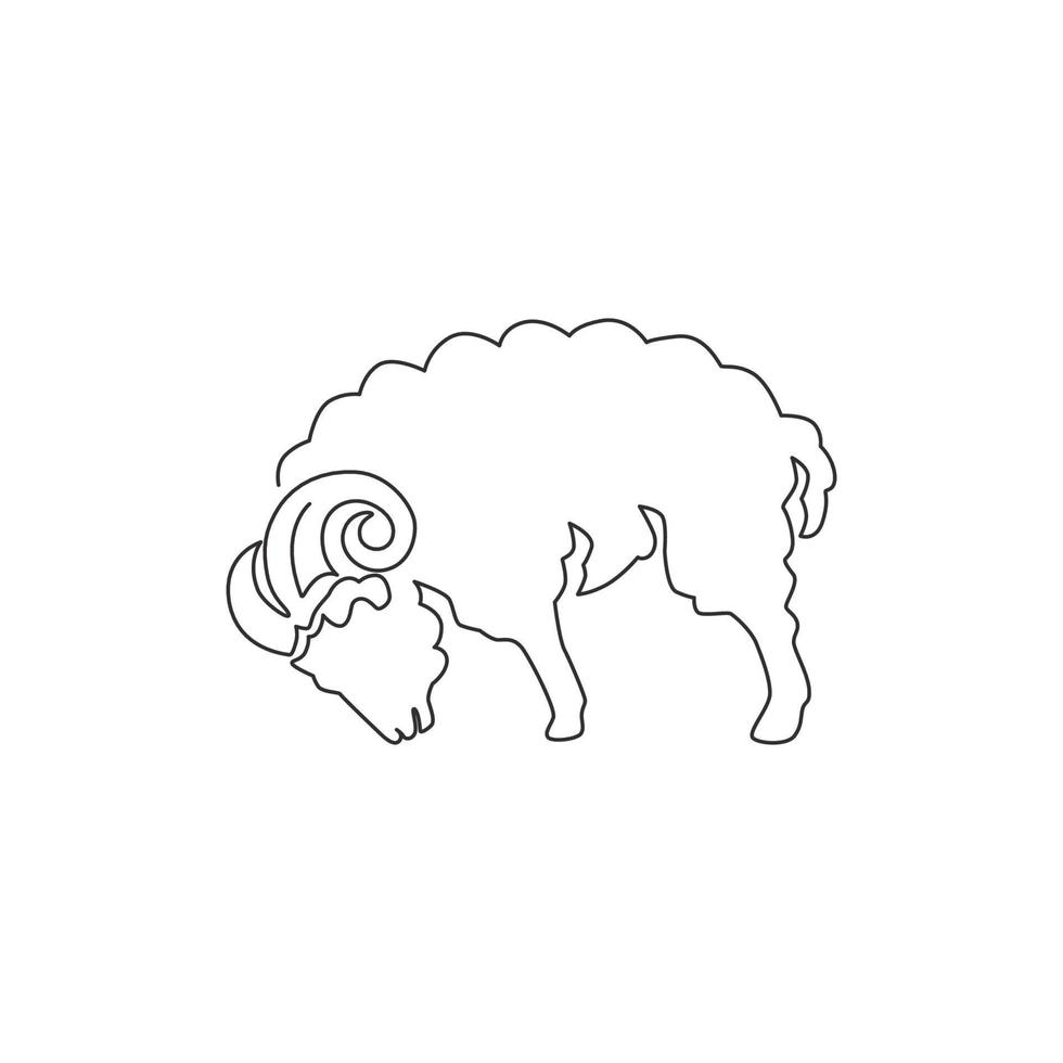 un dessin au trait continu de moutons mignons pour l'identité du logo du bétail. concept d'emblème de mascotte d'agneau drôle pour l'icône de bétail. illustration vectorielle de conception graphique dynamique à une seule ligne vecteur