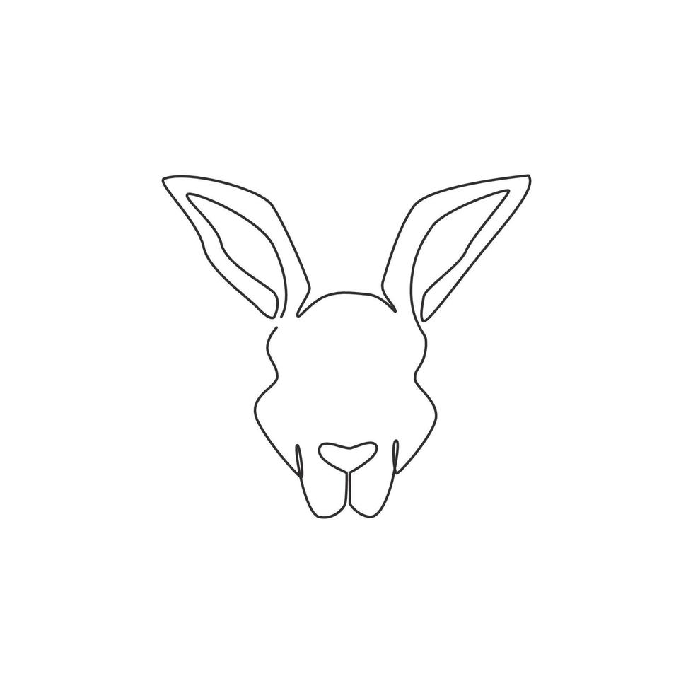 un seul dessin d'une jolie tête de kangourou pour l'identité du logo de l'entreprise. animal wallaby du concept de mascotte d'australie pour l'icône de l'entreprise. ligne continue tendance dessiner illustration vectorielle de conception graphique vecteur