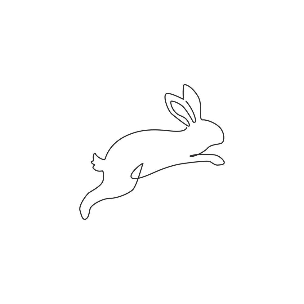 un seul dessin de lapin sauteur mignon pour l'identité du logo d'entreprise de la marque. concept de mascotte animale adorable lapin pour l'icône de la ferme d'élevage. illustration vectorielle de dessin graphique en ligne continue vecteur