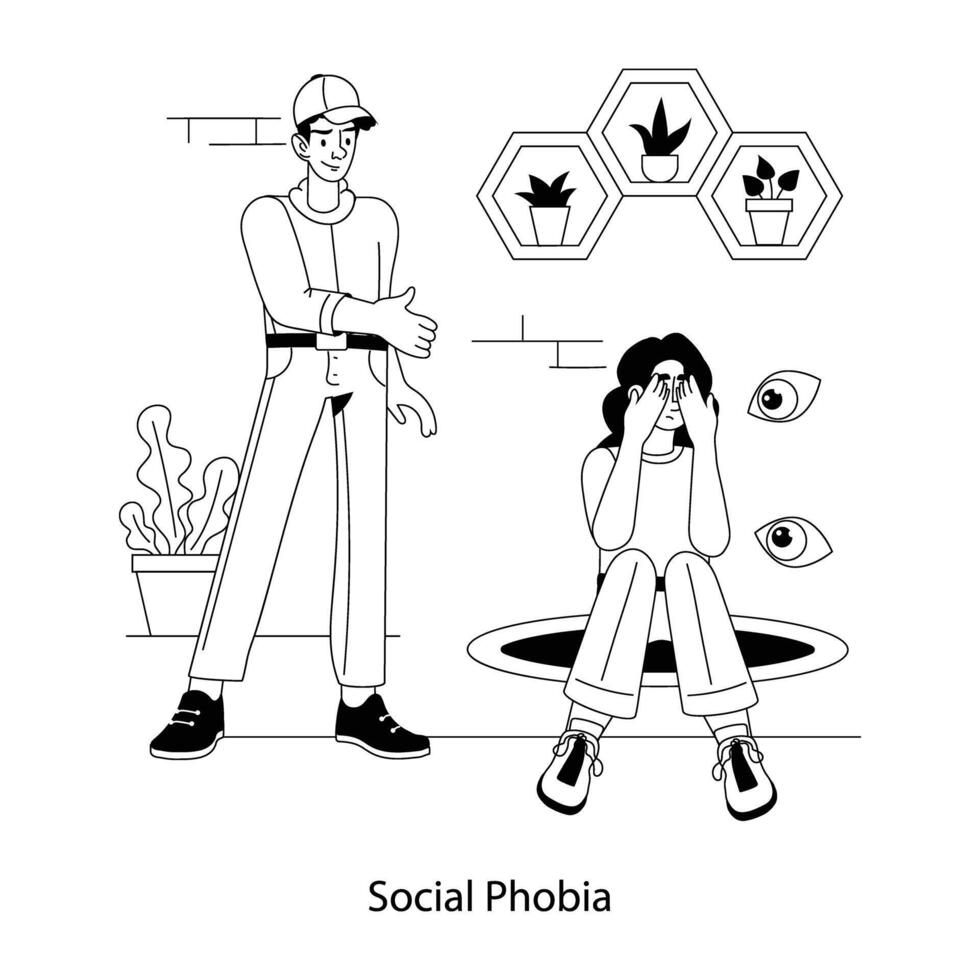 branché social phobie vecteur