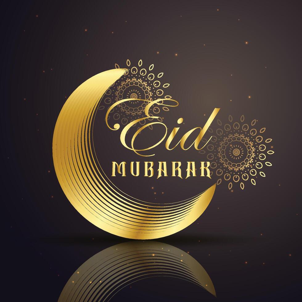 eid mubarak Festival salutation avec d'or ligne lune vecteur