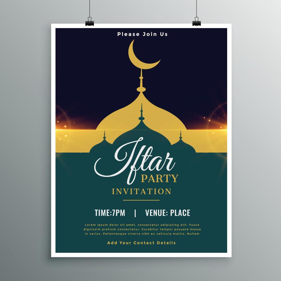 Ramadan kareem iftar fête invitation modèle vecteur