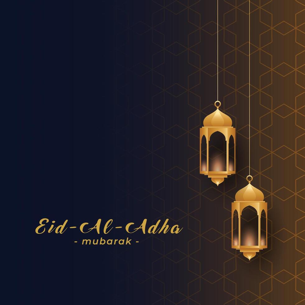 eid Al adha conception avec d'or pendaison les lampes vecteur