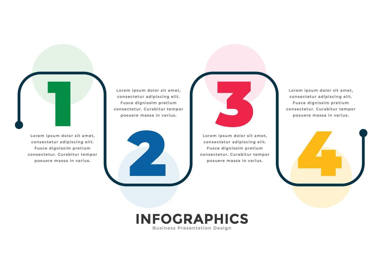 élégant quatre pas moderne ligne infographie modèle vecteur