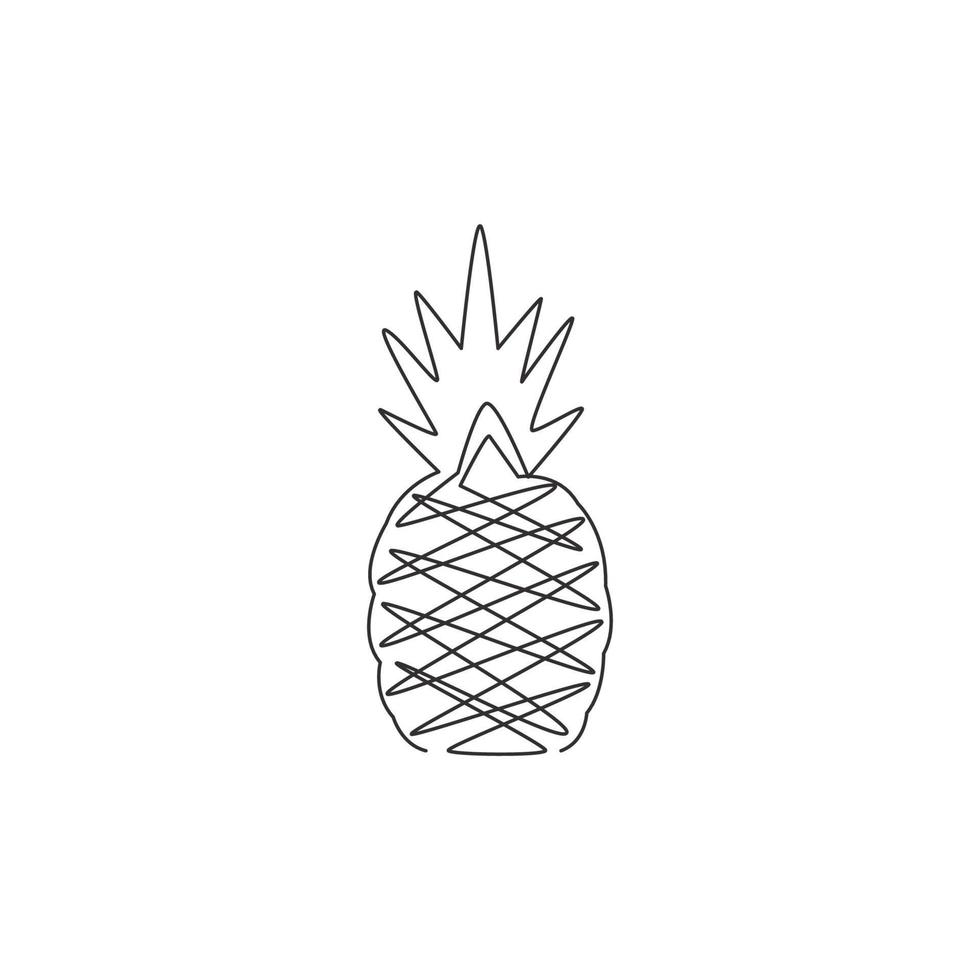 dessin d'une seule ligne de produits biologiques sains pour l'identité du logo du verger. concept de fruits frais d'été pour l'icône de jardin fruitier. ligne continue moderne dessiner illustration vectorielle de conception graphique vecteur