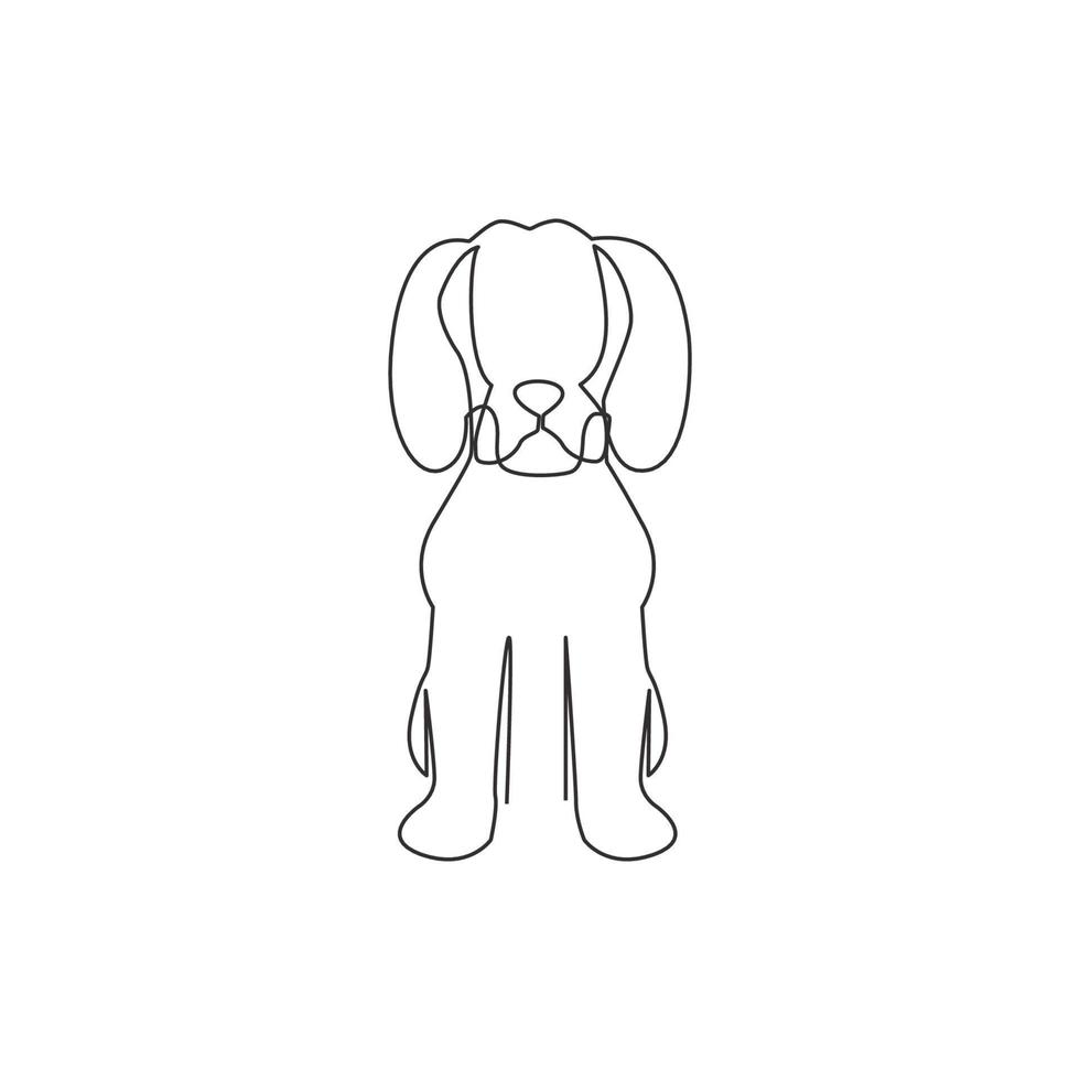 un dessin au trait continu d'une simple icône de chien chiot beagle mignon. mammifères animal logo emblème vecteur concept. illustration graphique de conception de dessin à une seule ligne à la mode