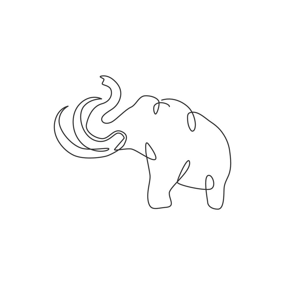 dessin au trait continu unique de l'identité du logo d'entreprise du grand mammouth. animal ancien du concept d'icône de l'ère glaciaire. Une ligne à la mode dessiner illustration vectorielle graphique de conception vecteur