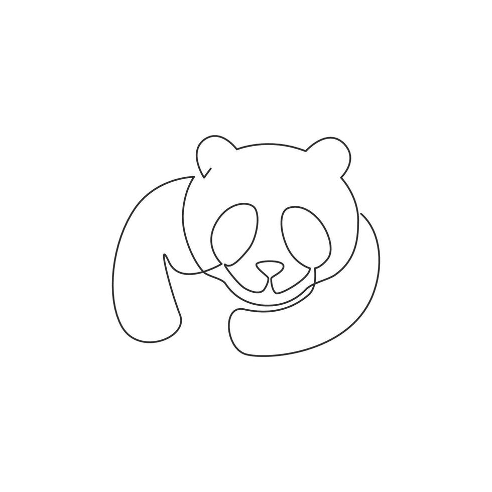 un dessin au trait continu d'un adorable panda pour l'identité du logo de l'entreprise. concept d'icône d'entreprise de forme animale de mammifère mignon. illustration de conception de vecteur de dessin graphique à une seule ligne moderne