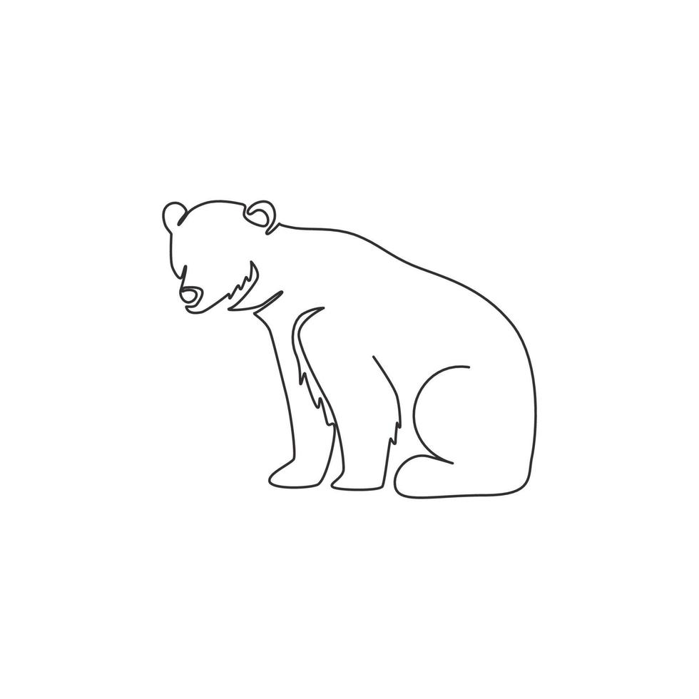 un seul dessin d'ours grizzli mignon pour l'identité du logo de l'entreprise. concept d'icône de société commerciale de forme animale de mammifère sauvage. illustration de conception de vecteur de dessin graphique en ligne continue moderne