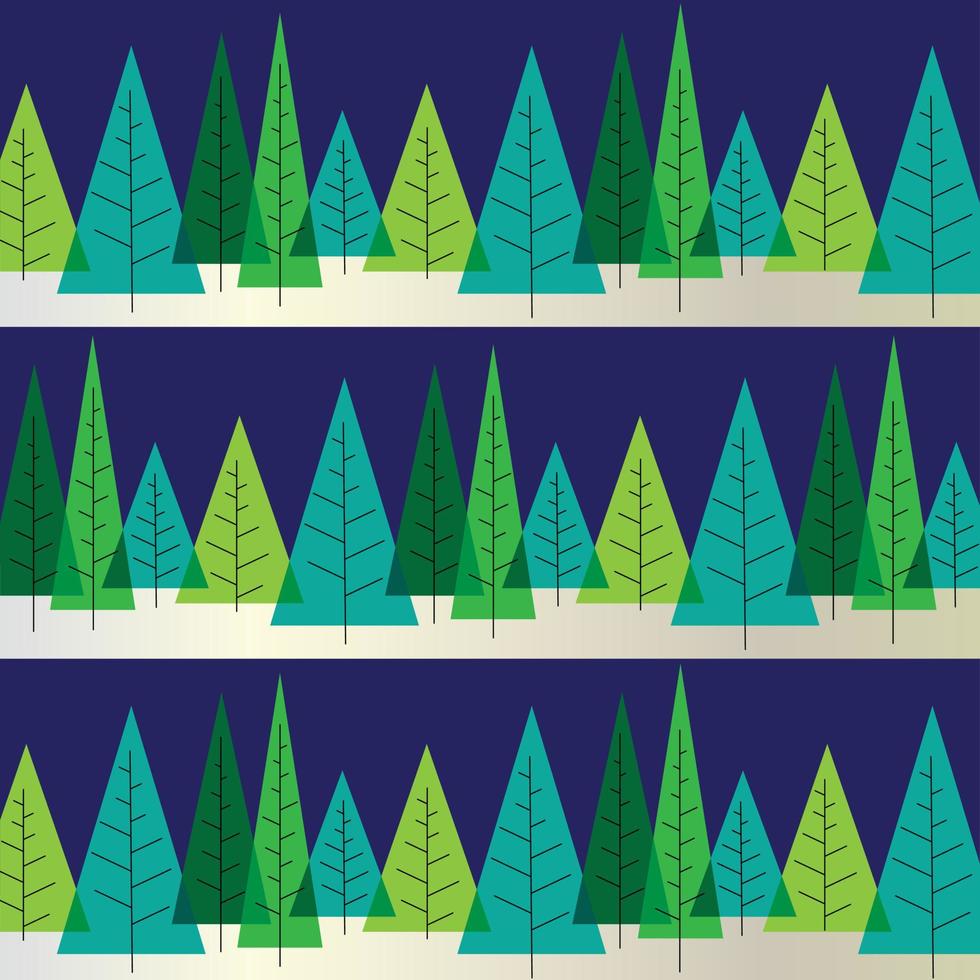 bande de vecteur d'hiver avec des arbres de noël qui se chevauchent