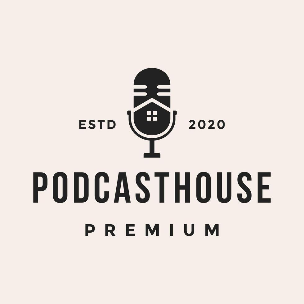 Podcast micro maison studio logo icône conception modèle vecteur