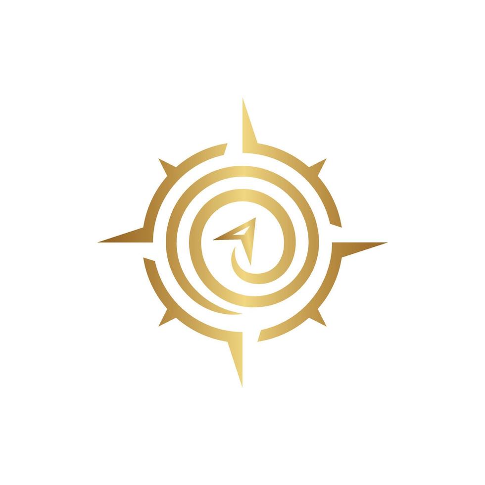 logo boussole en or vecteur