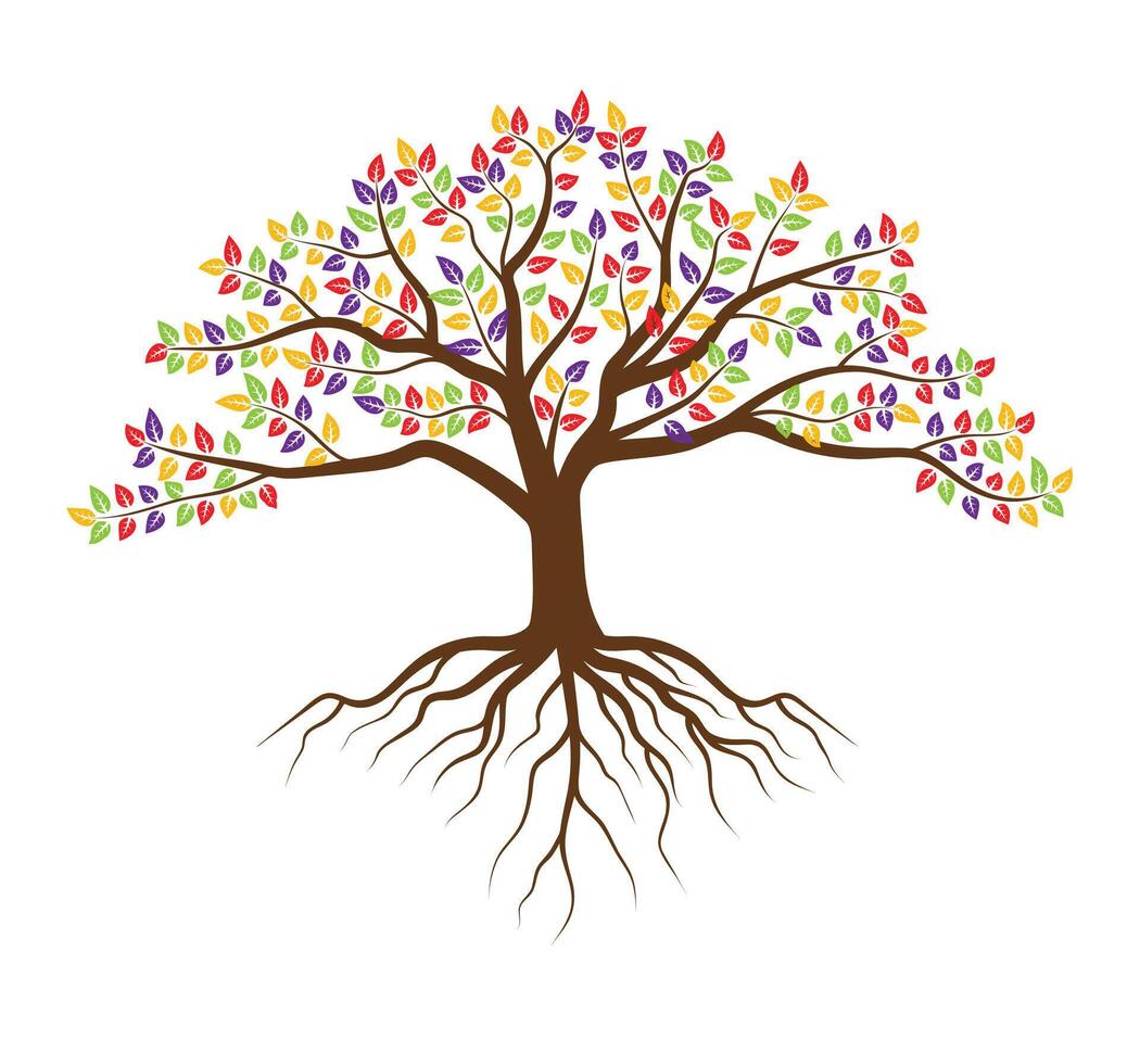 abstrait coloré arbre icône conception. croissance et sagesse logo conception. vert arbre icône. vecteur