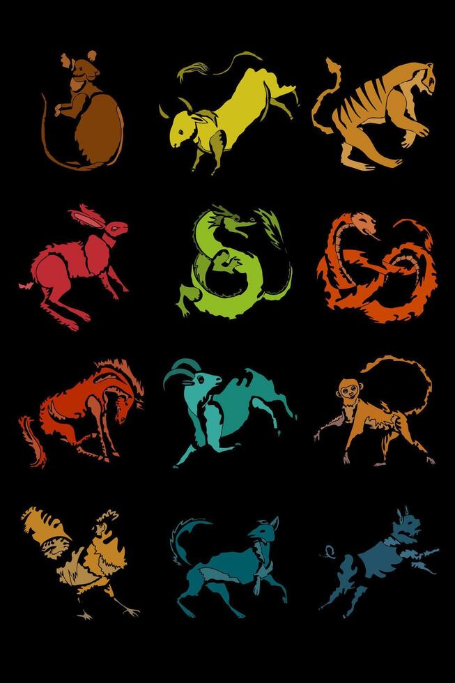 ensemble de animaux personnage corps plein Couleur vecteur