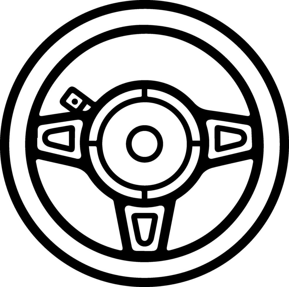 pilotage roue noir ligne style image vecteur