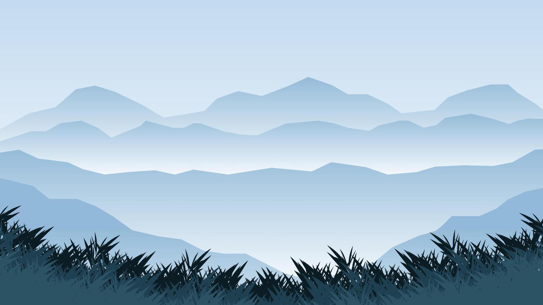 hiver paysage scène avec montagnes Contexte vecteur