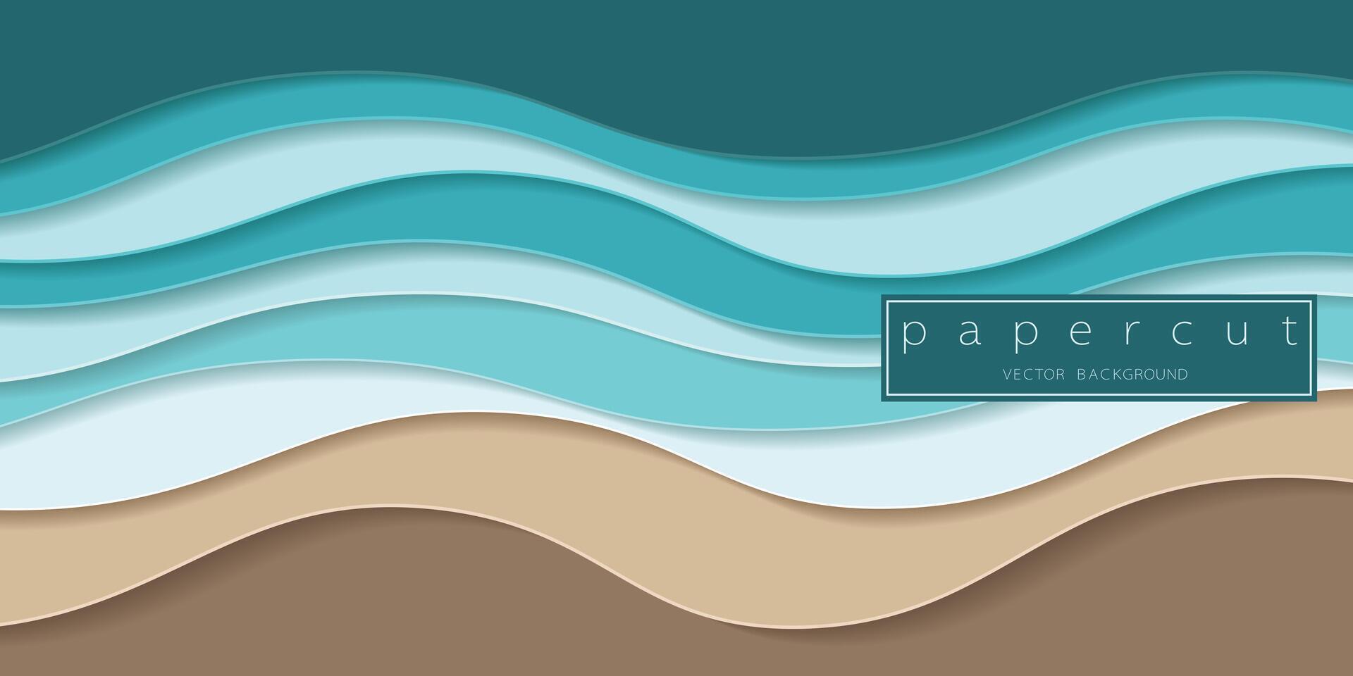 papier Couper turquoise l'eau vagues et le sable plage Contexte. coupé minimaliste luxe en couches vagues . 3d Cadre icône pour affiches et dépliants, présentation, la toile, social médias, conception et bannière. vecteur