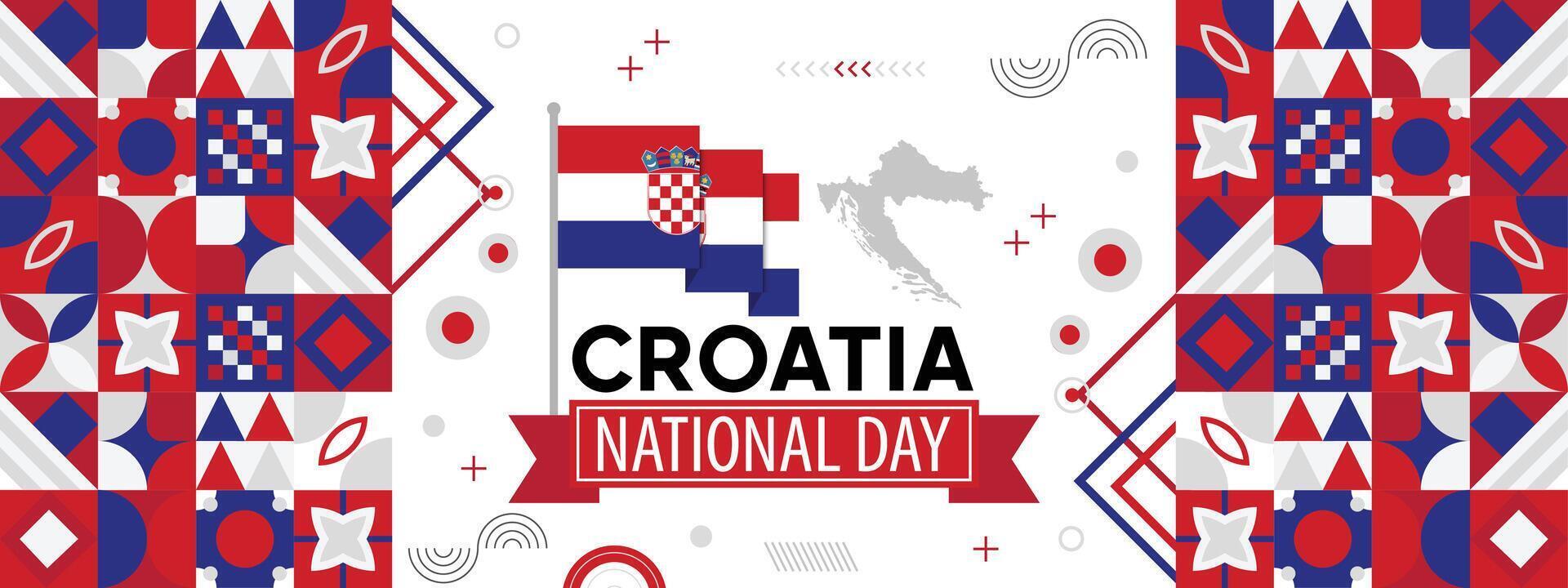 Croatie nationale journée bannière avec drapeau couleurs arrière-plan, Créatif indépendance journée bannière, affiche, carte, bannière, modèle, pour célébrer annuel vecteur