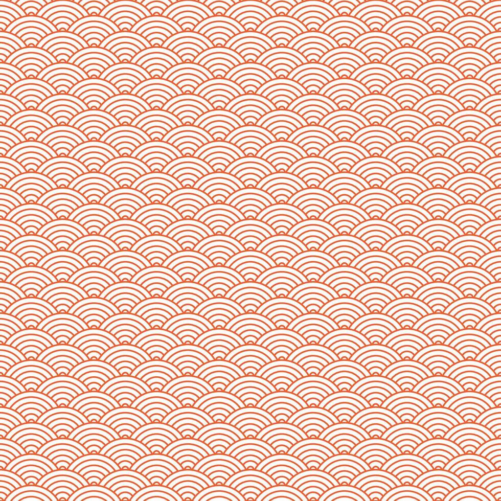 Orange et blanc sans couture géométrique Japonais vagues modèle seigaiha-mon vecteur