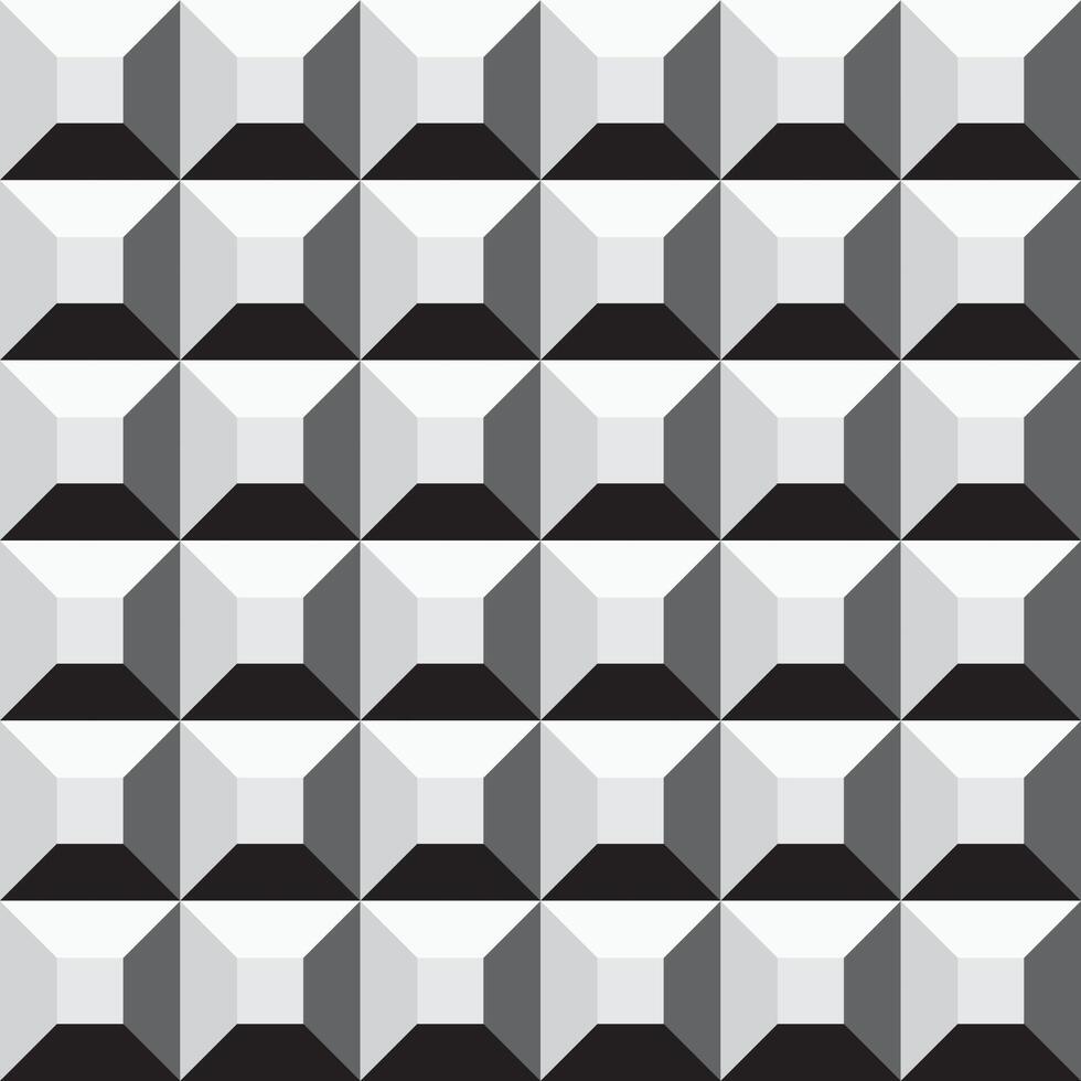 monochrome sans couture géométrique cubes modèle. répétable noir et blanc Contexte. décoratif interminable 3d texture vecteur