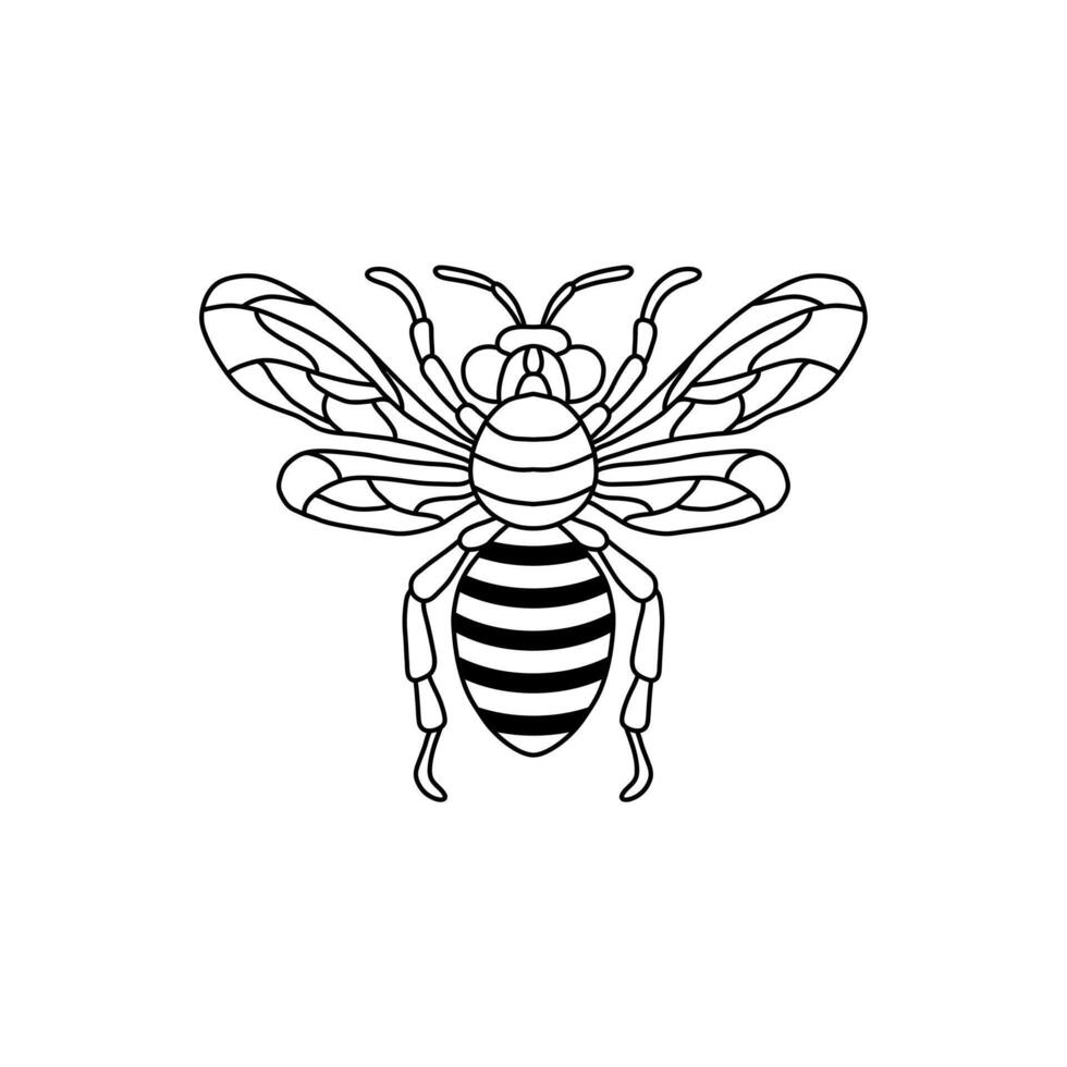 abeille contour noir icône. clipart image isolé sur blanc Contexte. graphique illustration de insecte silhouette dessin pour mon chéri des produits, emballer, conception. vecteur