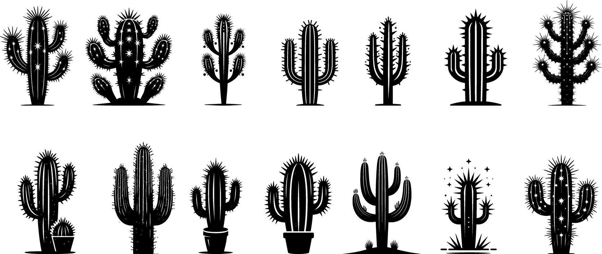 cactus silhouette conception, agrafe art et illustration, mer plante vecteur