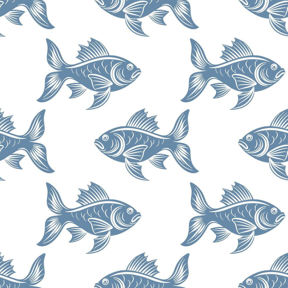 sans couture modèle, silhouettes de mer poisson avec vagues sur une blanc Contexte. imprimer, textile vecteur