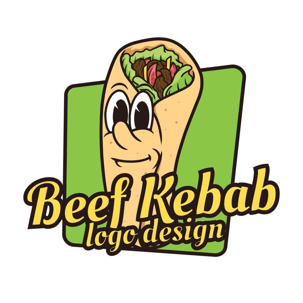 du boeuf kebab logo mascotte modèle vecteur