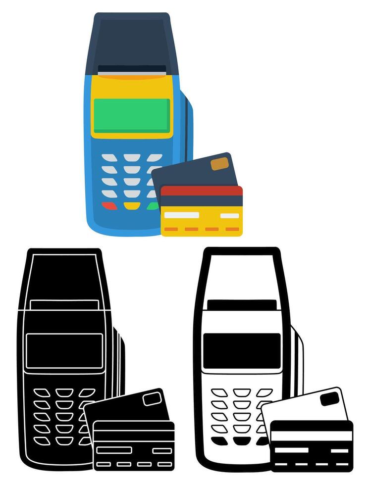 ensemble Paiement Terminal icône signe. crédit carte machine symbole plat conception illustration vecteur