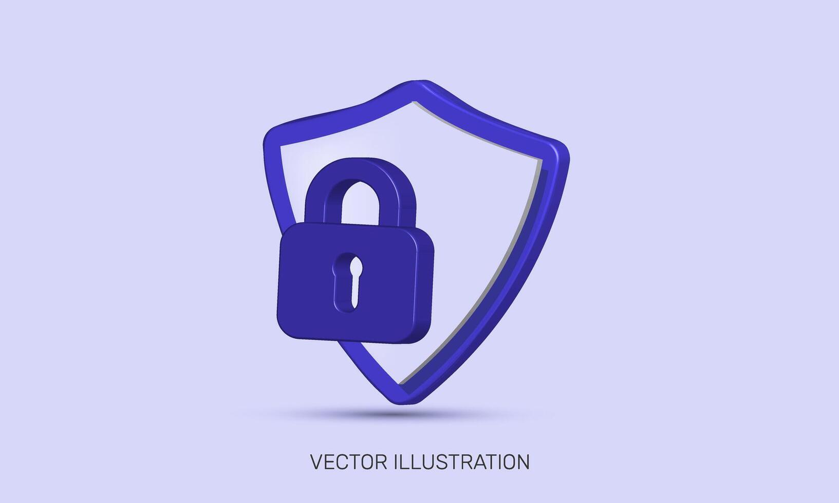 3d réaliste icône violet cyber Sécurité concept conception vecteur