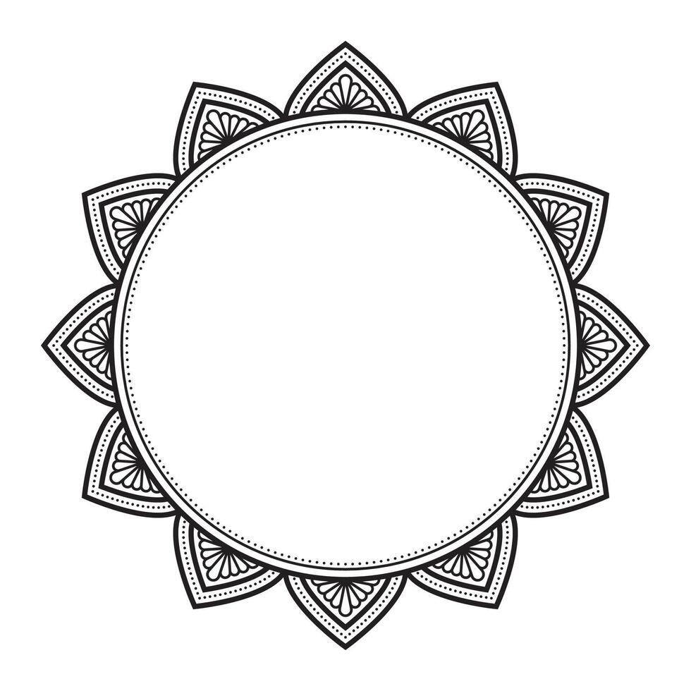 Facile monochromatique noir et blanc silhouette géométrique floral mandala rond Cadre frontière art vecteur