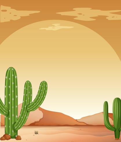 Scène de fond avec des cactus dans le désert vecteur
