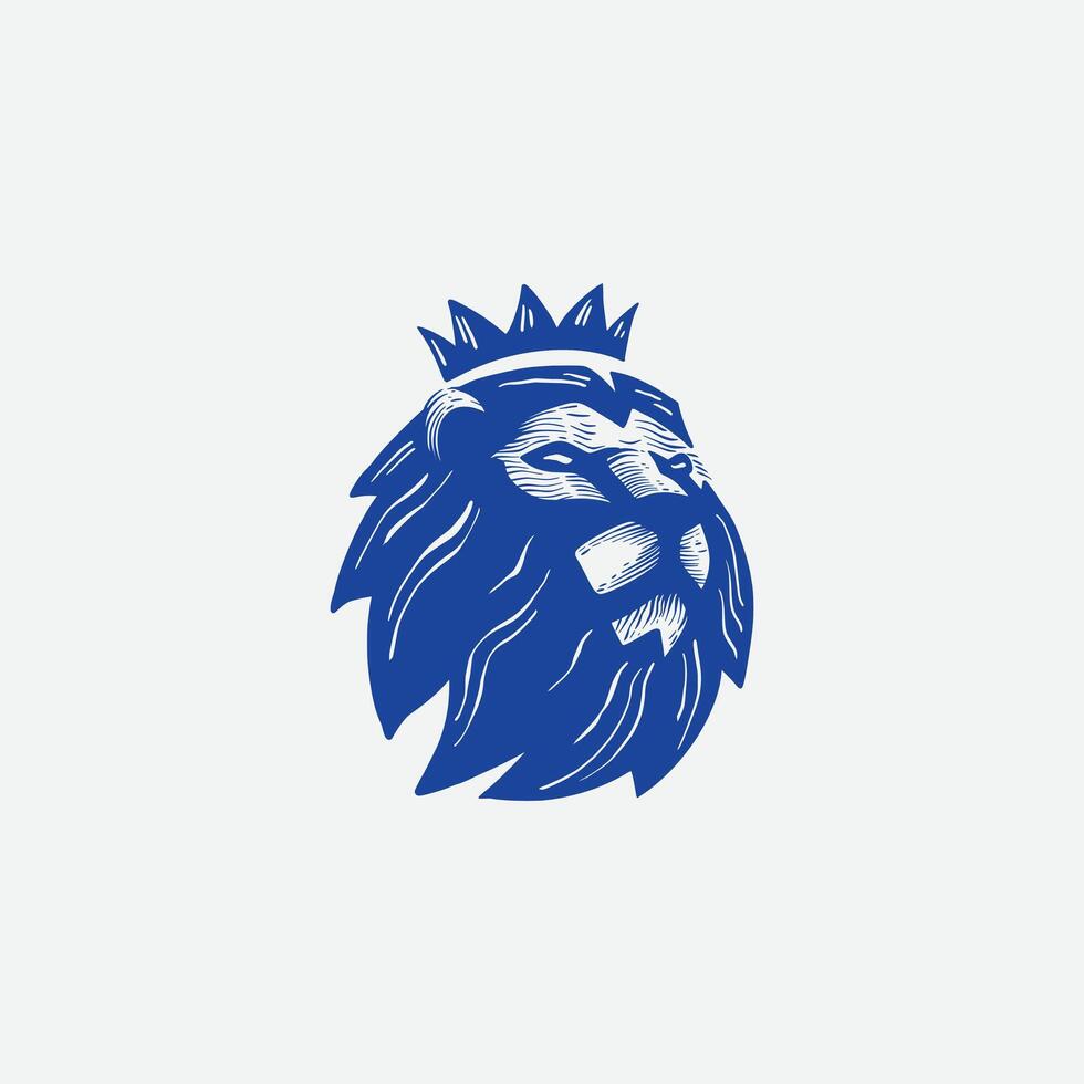 Lion tête logo avec couronne vecteur